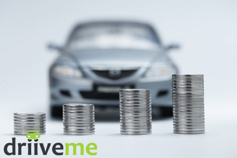 coin stacks in front of car