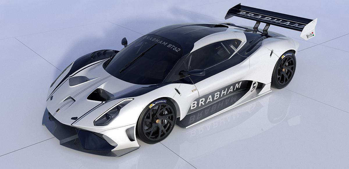 Brabham BT62 Front Quarter View White_Navy