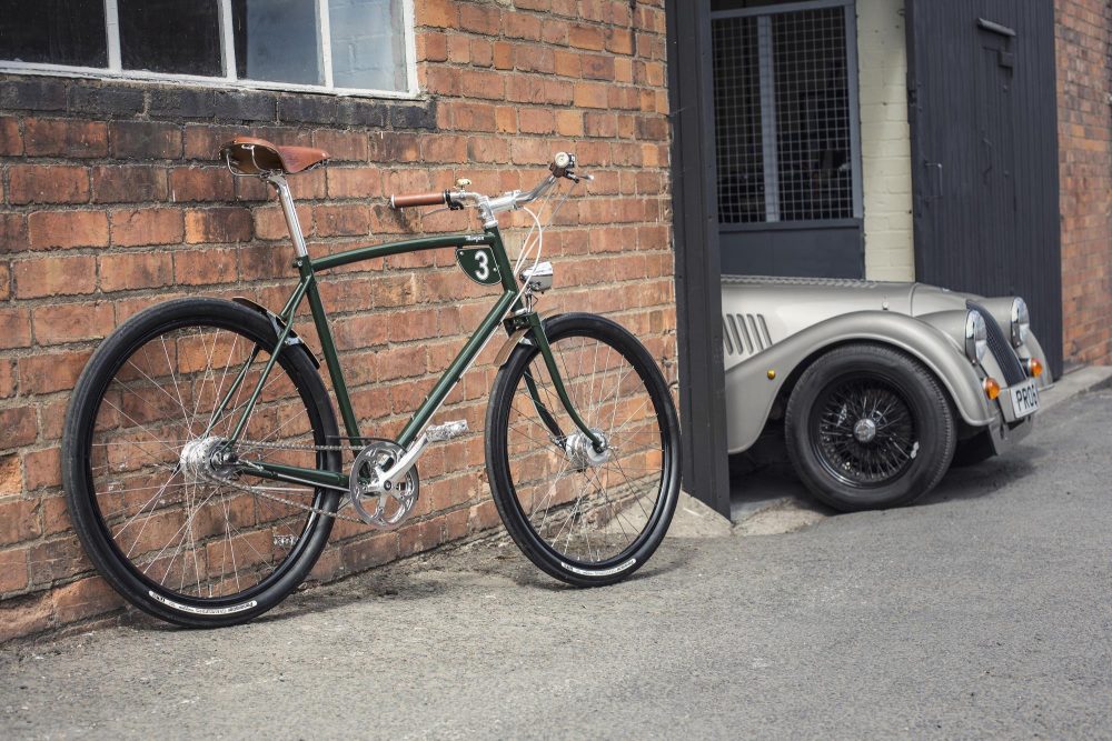green bike with car