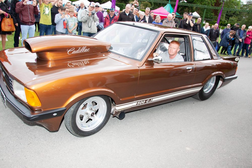 Michael Castle in his Pro Street 1980 Ford Cortina drag racer