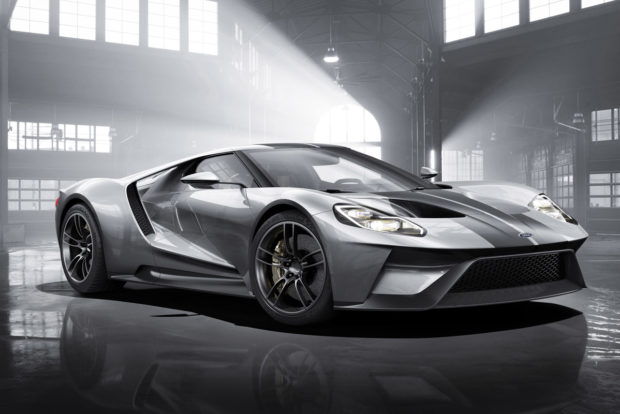 All-new Ford GT in Liquid Silver, L-R, 3/4 Front Shown, February