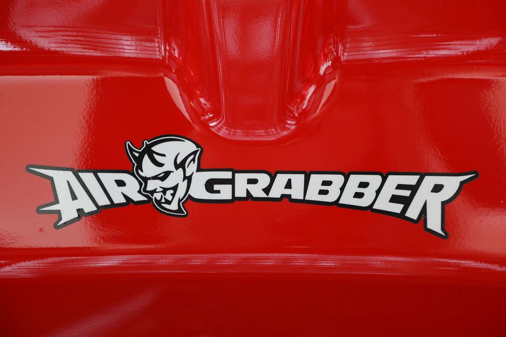 The Air-Grabber™ logo on the underside of the hood of the 2018