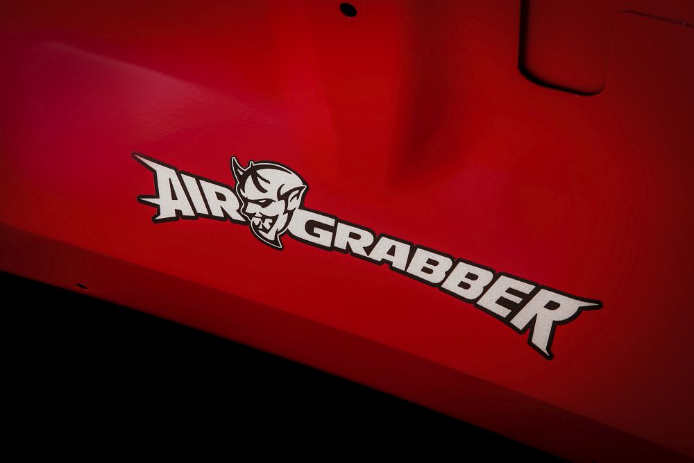The Air-Grabber™ logo on the underside of the hood of the 2018