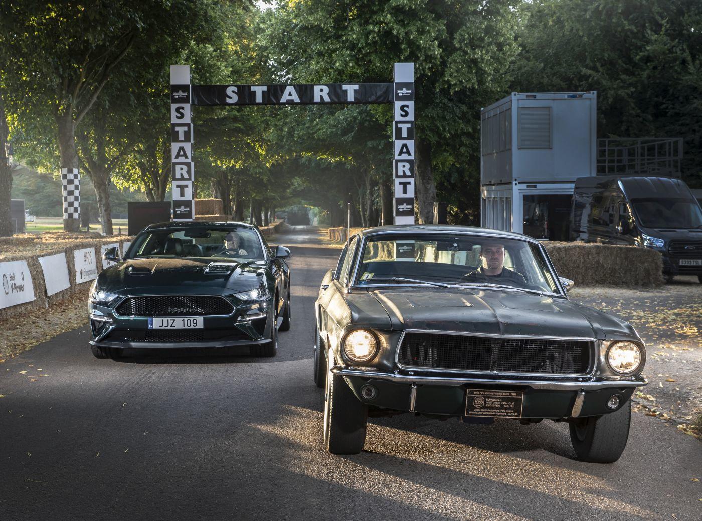 Ford Bullitt Mustang old and new at Goodwood