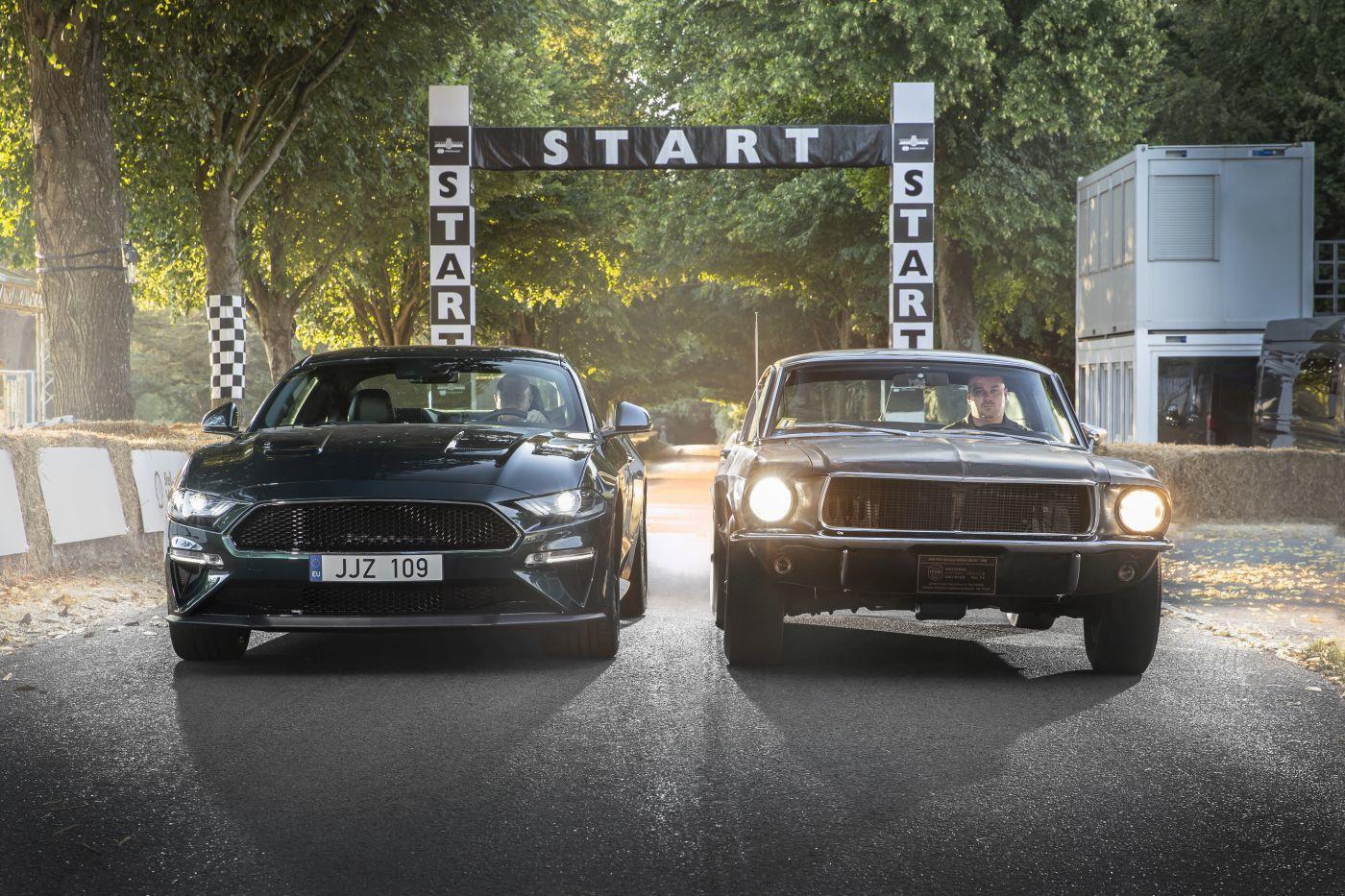 Ford Bullitt Mustang old and new at Goodwood