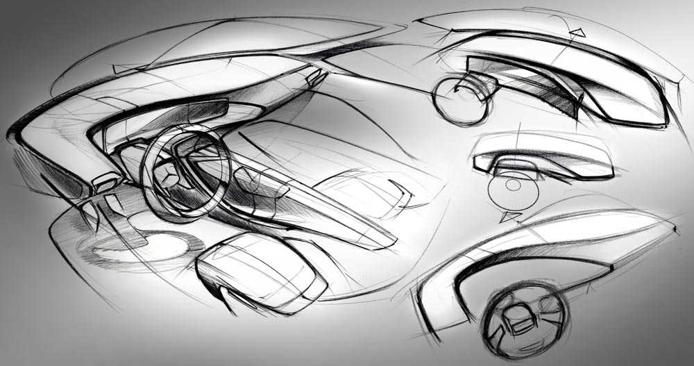 Mercedes-Benz EQC, Designskizze // Mercedes-Benz EQC, design ske