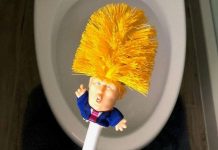 Piaçaba com a cara de Trump à venda. E tem uma história por trás.