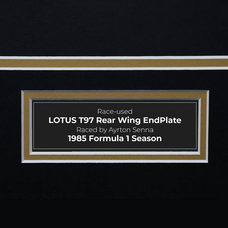 Ayrton_Senna-1985_rear_wing_end_plate_framed_3_WEB