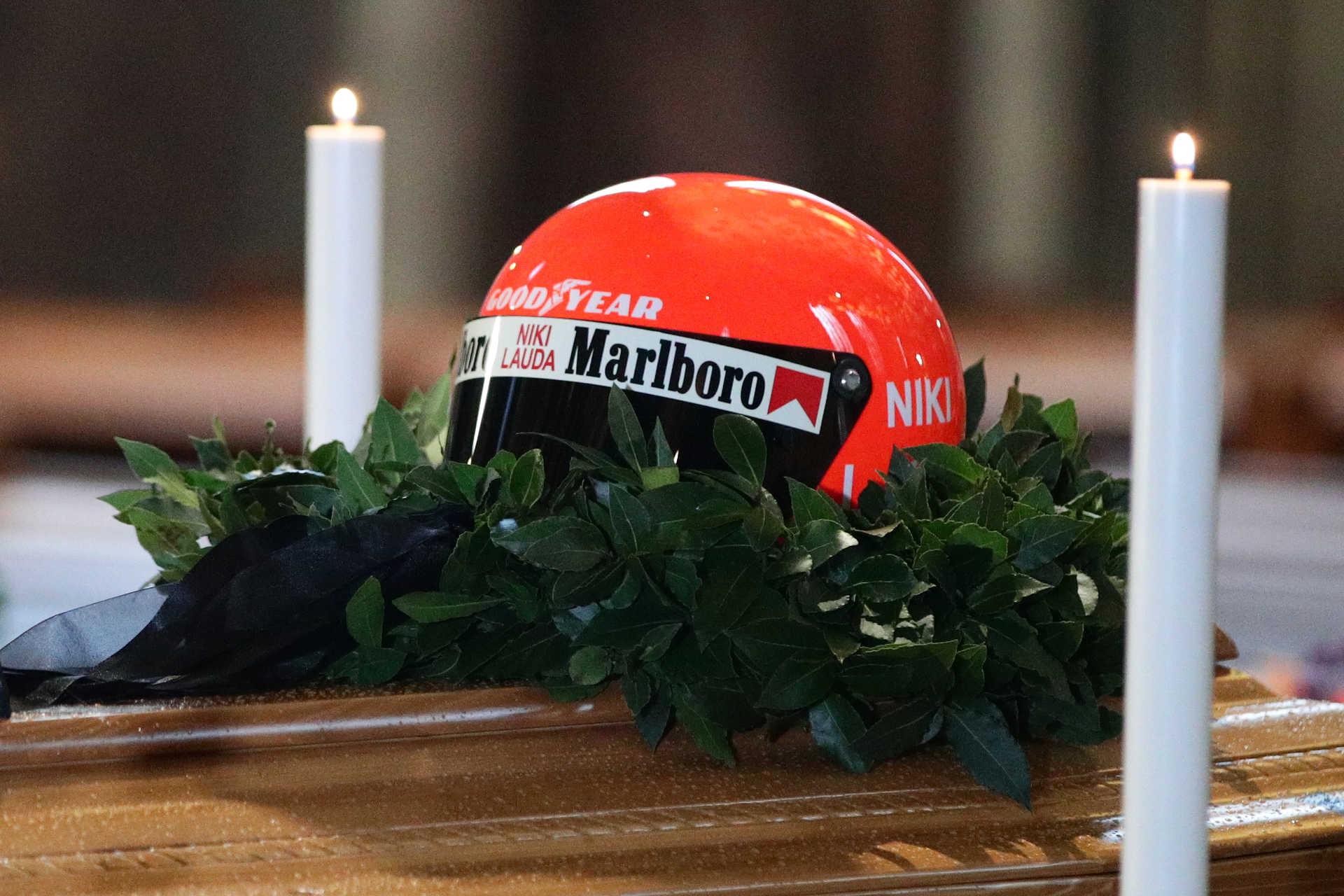 The coffin of Niki Lauda arrives at St Stephen’s cathedral in Vienna