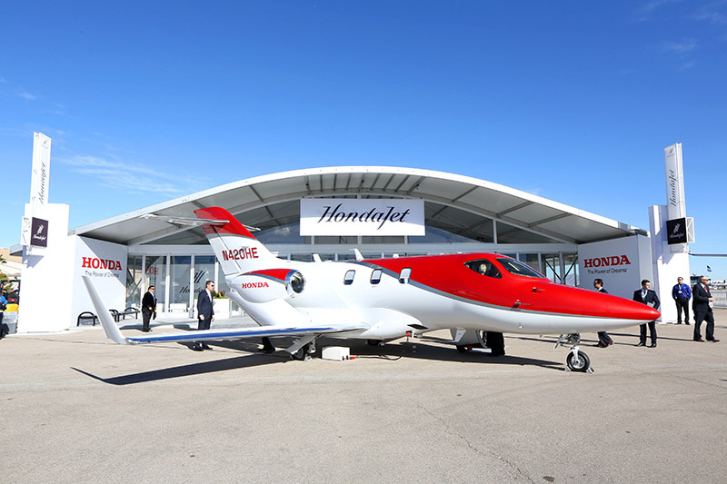 A production HondaJet on display at Henderson Executive Airport