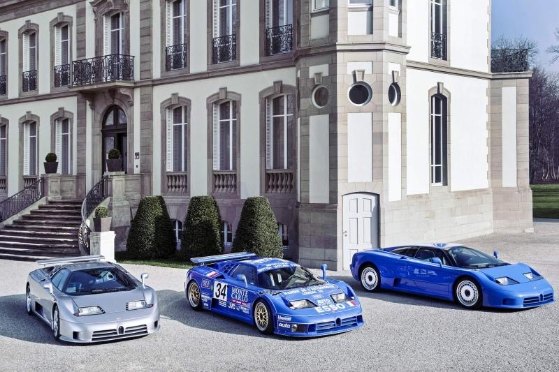 Bugatti  EB110 model range. Chateau Jean Molsheim.