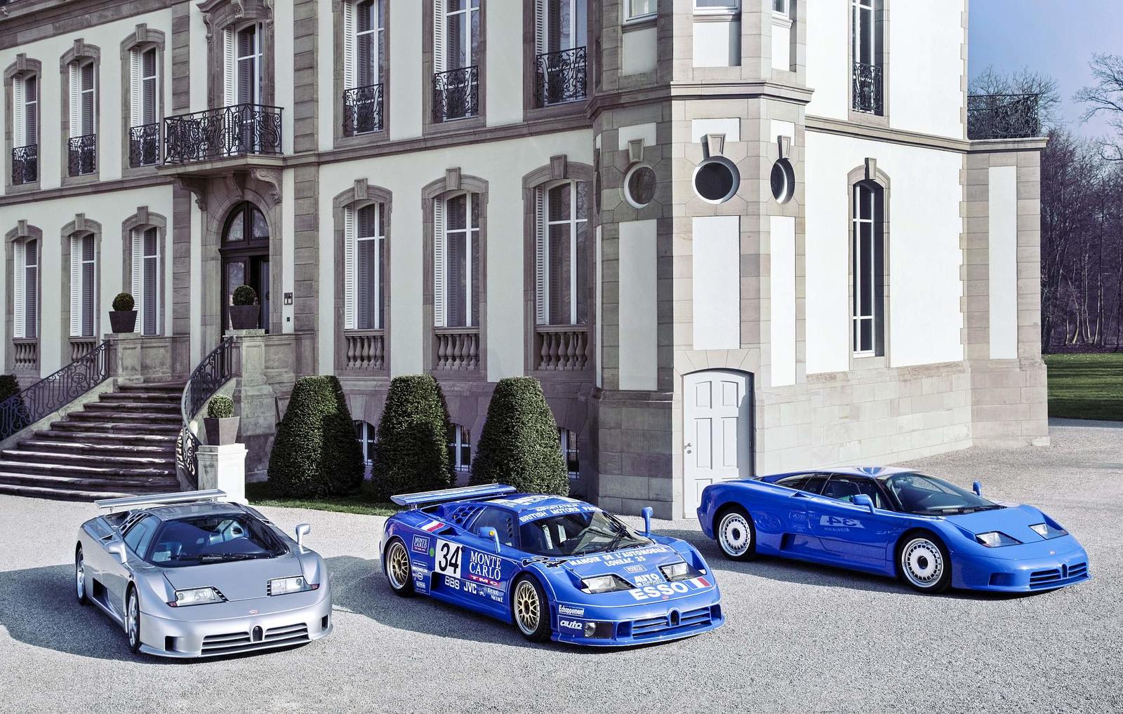 Bugatti  EB110 model range. Chateau Jean Molsheim.
