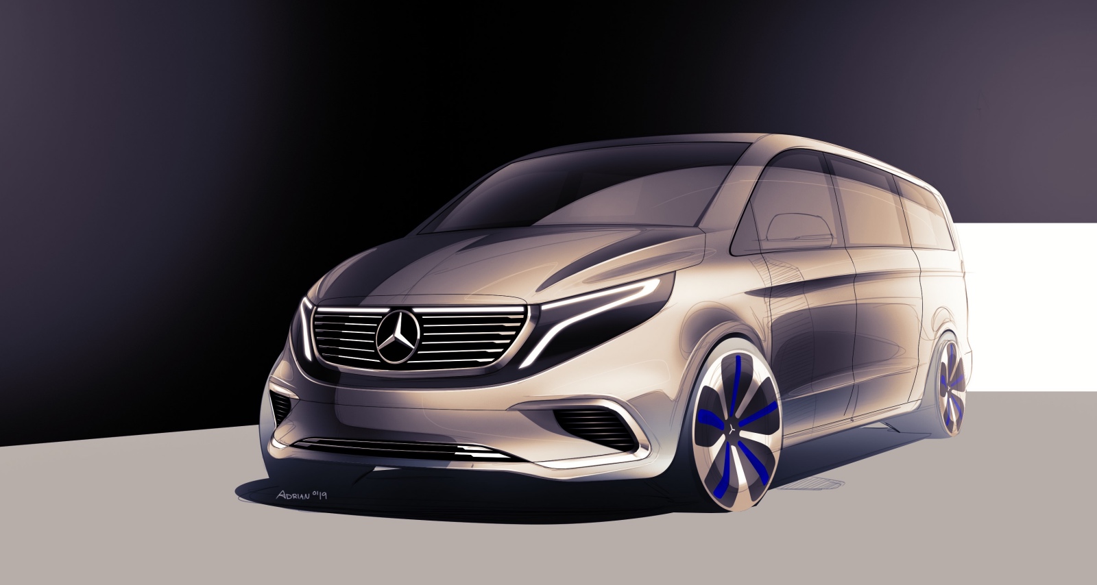 Designskizze Mercedes-Benz EQV // Design sketch Mercedes-Benz EQV