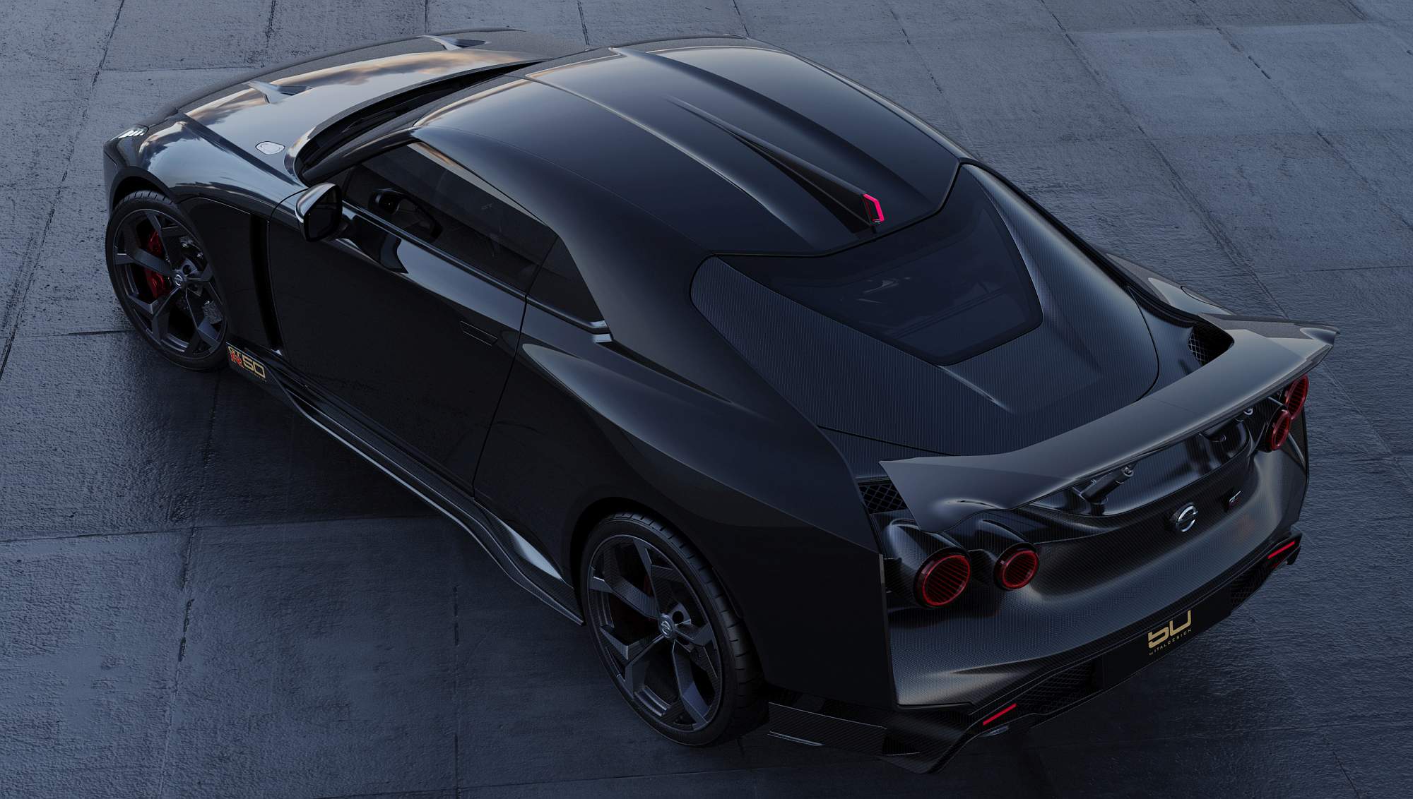 Nissan GT-R50 by Italdesign production rendering Black RR TOP
