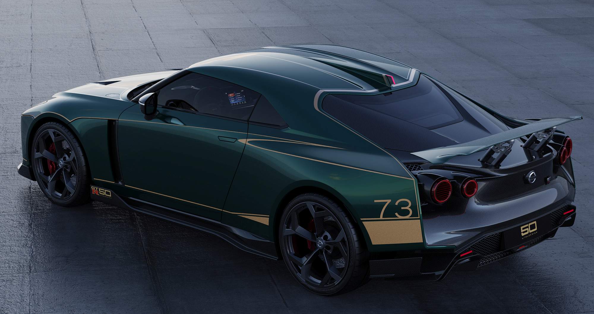 Nissan GT-R50 by Italdesign production rendering Green RR TOP
