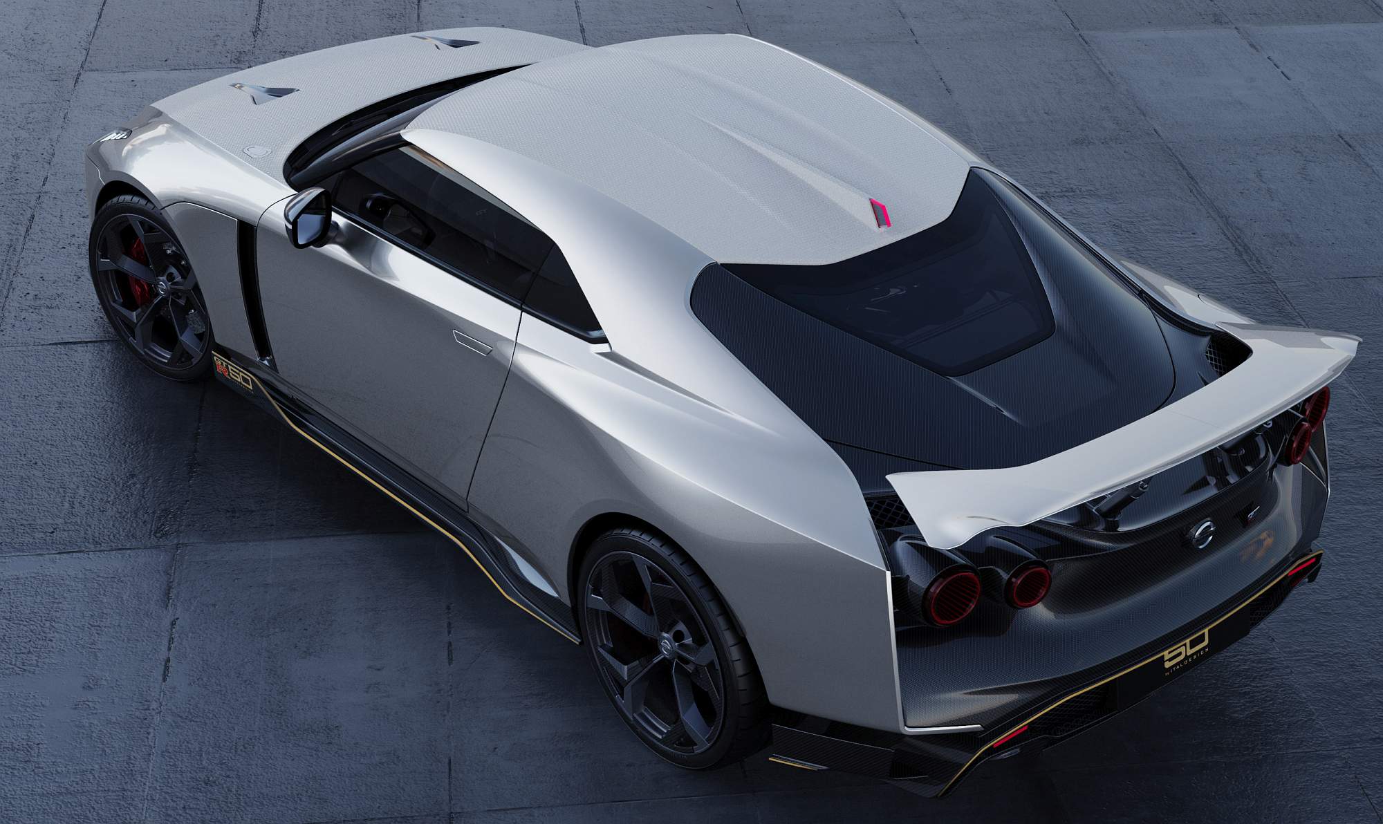 Nissan GT-R50 by Italdesign production rendering Silver RR TOP