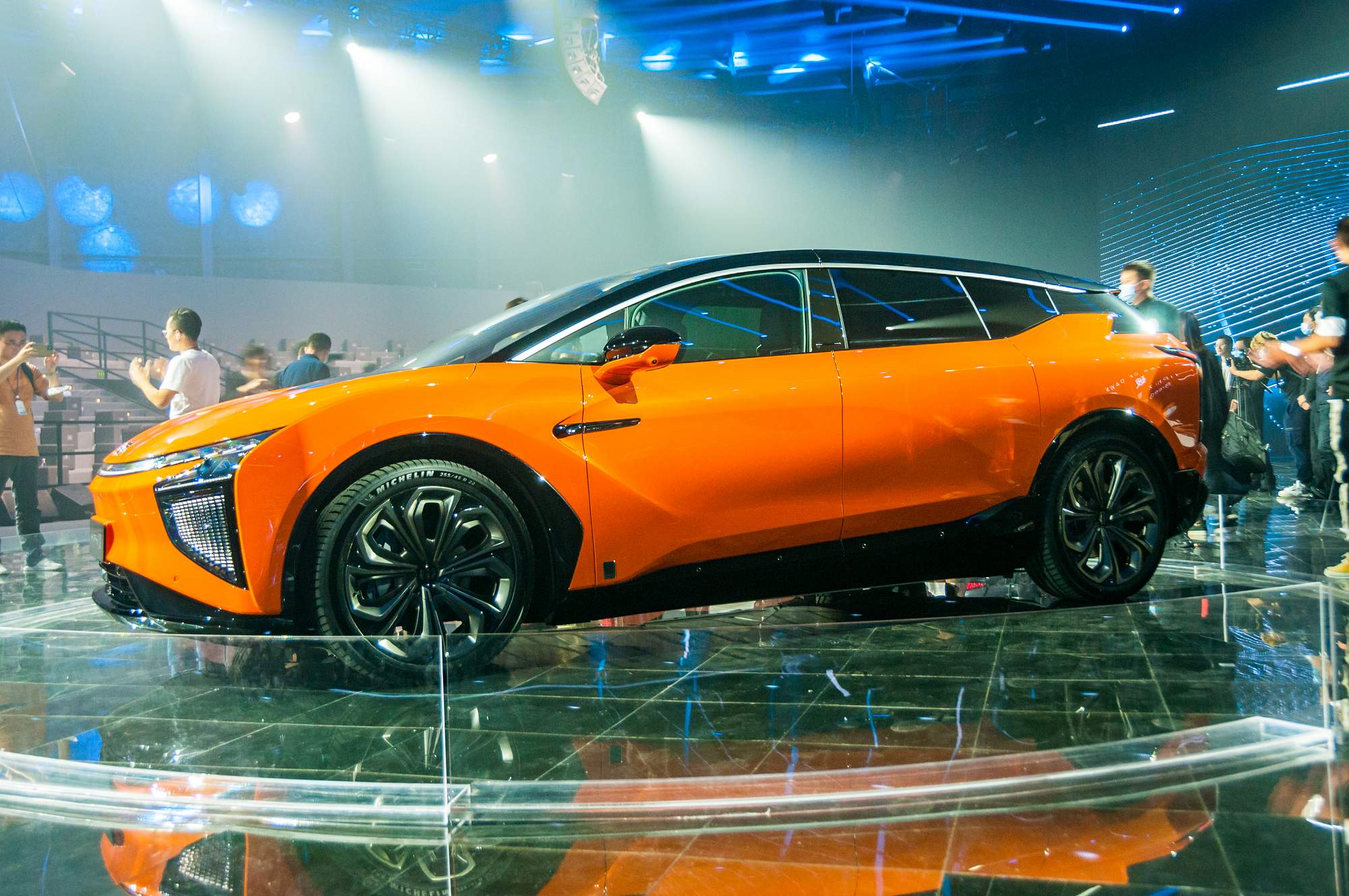 The six seater Founder Edition HiPhi X car at its Beijing launch.