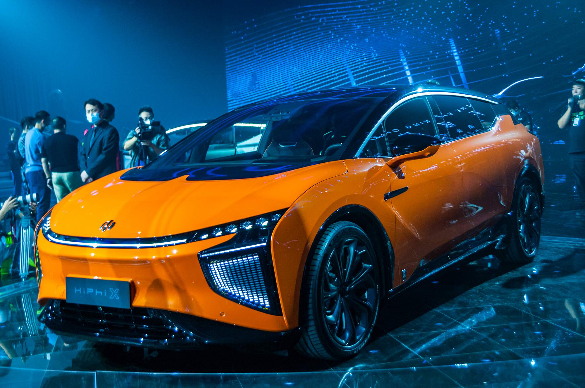 The six seater Founder Edition HiPhi X car at its Beijing launch.